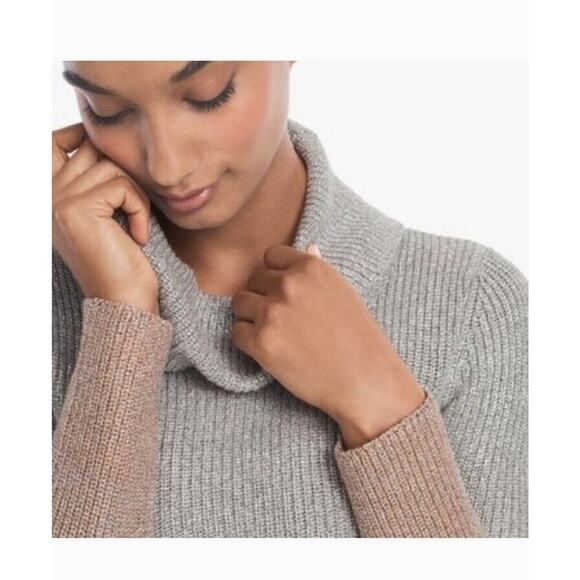 White House Black Market Sweater Womens Medium Gray Metallic Ombre Cowl Neck - Picture 7 of 9